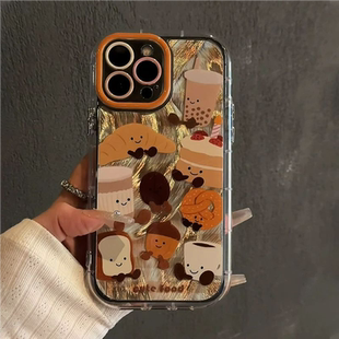 适用iPhone18/16promax可爱的牛角包蛋糕手机壳小米17/15新款华为pura80/70情侣vivos50小众reno15个性findX9