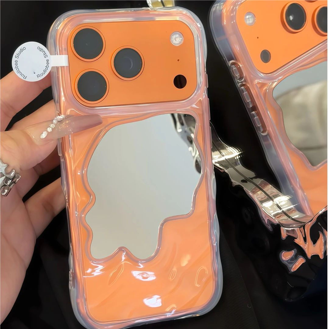 苹果17/16高级感波浪镜子手机壳