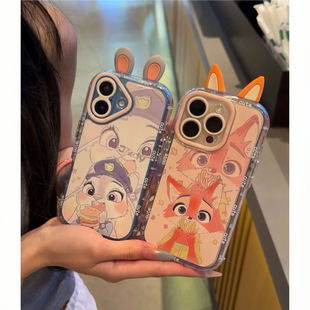 70新款 15朱迪和尼克华为pura80软壳mate80 vivos50女findX9保护套 16promax情侣手机壳小米17 适用于iPhone17