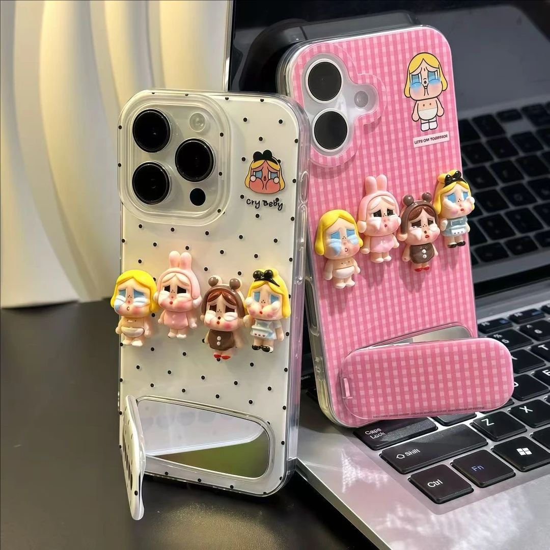 ins立体哭娃贴件支架手机壳
