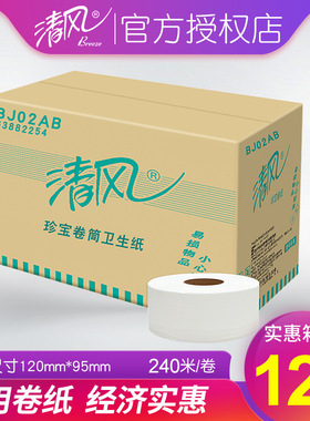 清风BJ02AB整箱大盘纸大卷纸卫生纸厕纸 2层240米*12卷公用卫生纸