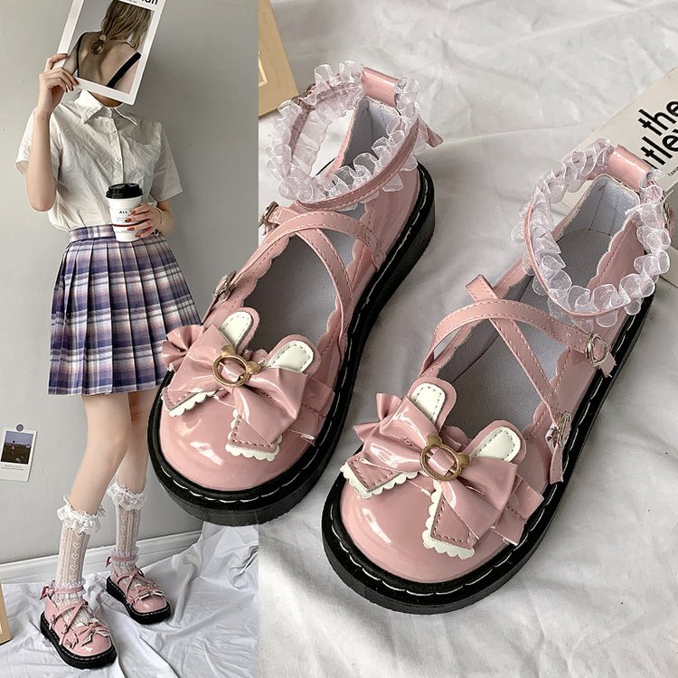 日系lolita洛丽塔小皮鞋