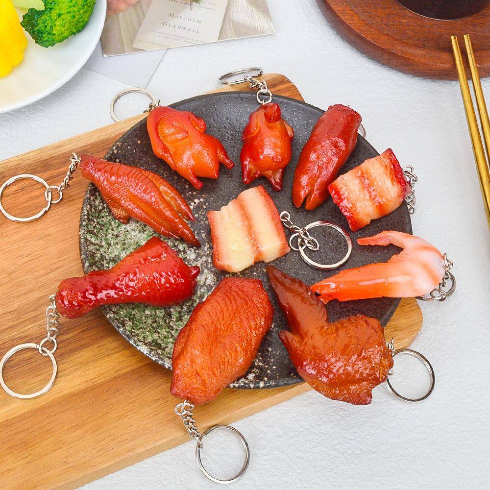 仿真食玩奥尔良鸡腿烤鸡烤鸭钥匙扣挂件趣味仿真肉片模型礼品