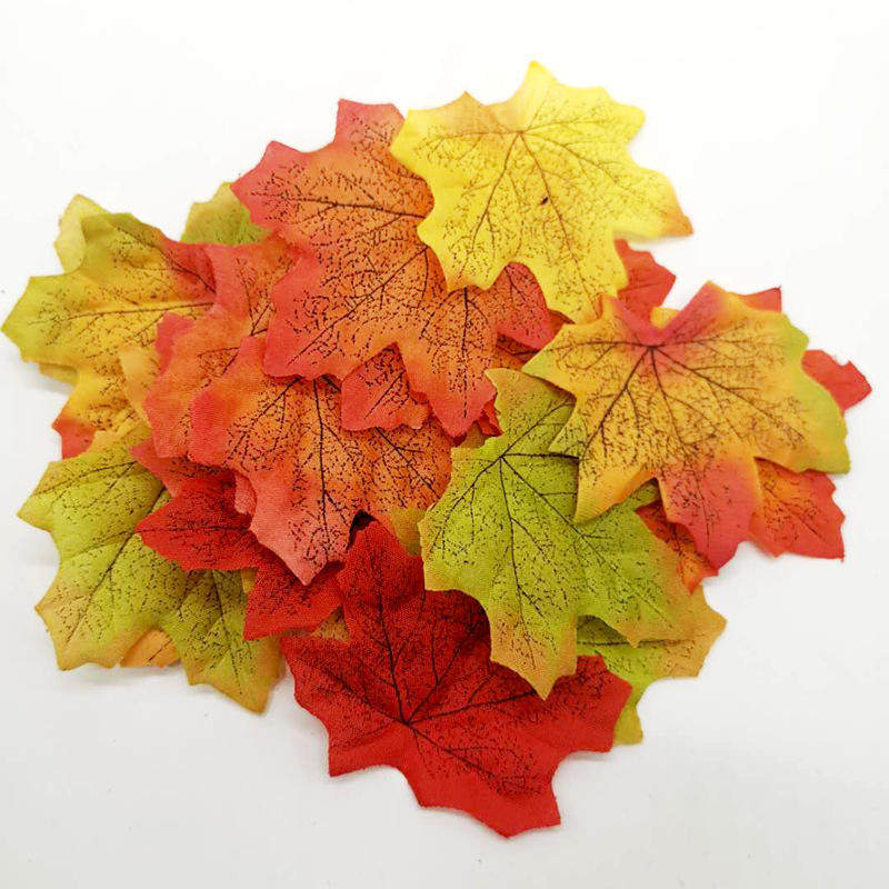 亚马逊跨境拍摄写真道具婚庆叶子感恩节装饰单片金色枫叶仿真枫叶
