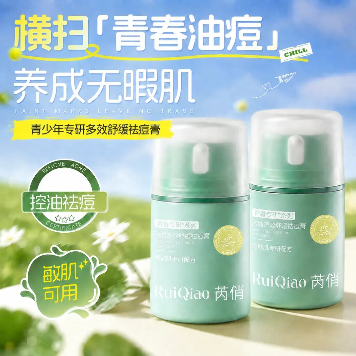 RuiQiao芮俏多效舒缓祛痘膏淡化痘印控油不油腻清爽保湿祛痘面霜