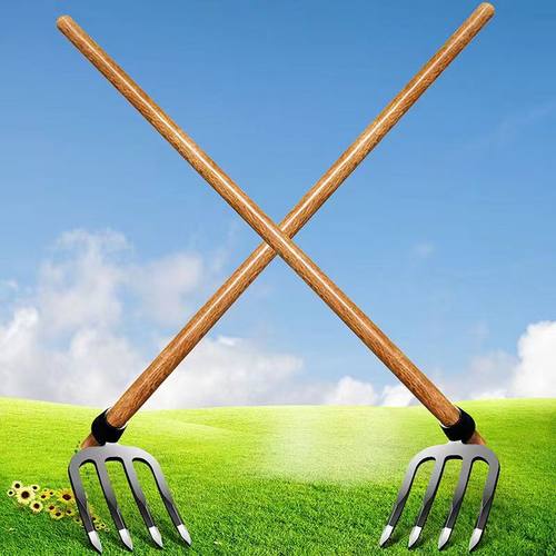 大钉耙子锰钢松土锄宽齿农用工具挖地加厚M铁齿耙园艺扒子翻地全