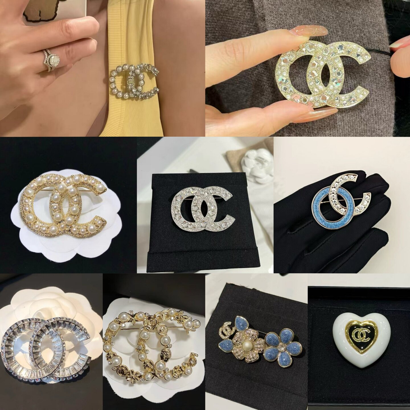 明星同款小香风双c胸针经典中古珍珠别针气质百搭厚度18k金不掉色
