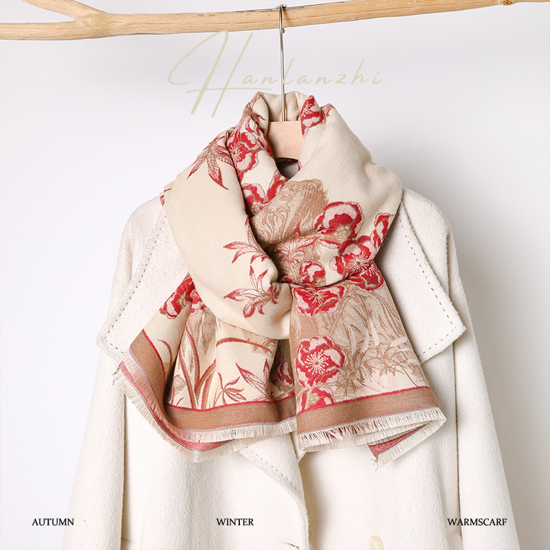 秋冬国风文艺保暖围巾时尚高级氛围感围脖优雅披肩外搭礼盒礼物