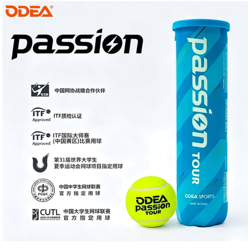 Odear欧帝尔运动训练实用比赛球儿童网球四粒装passion体育用品