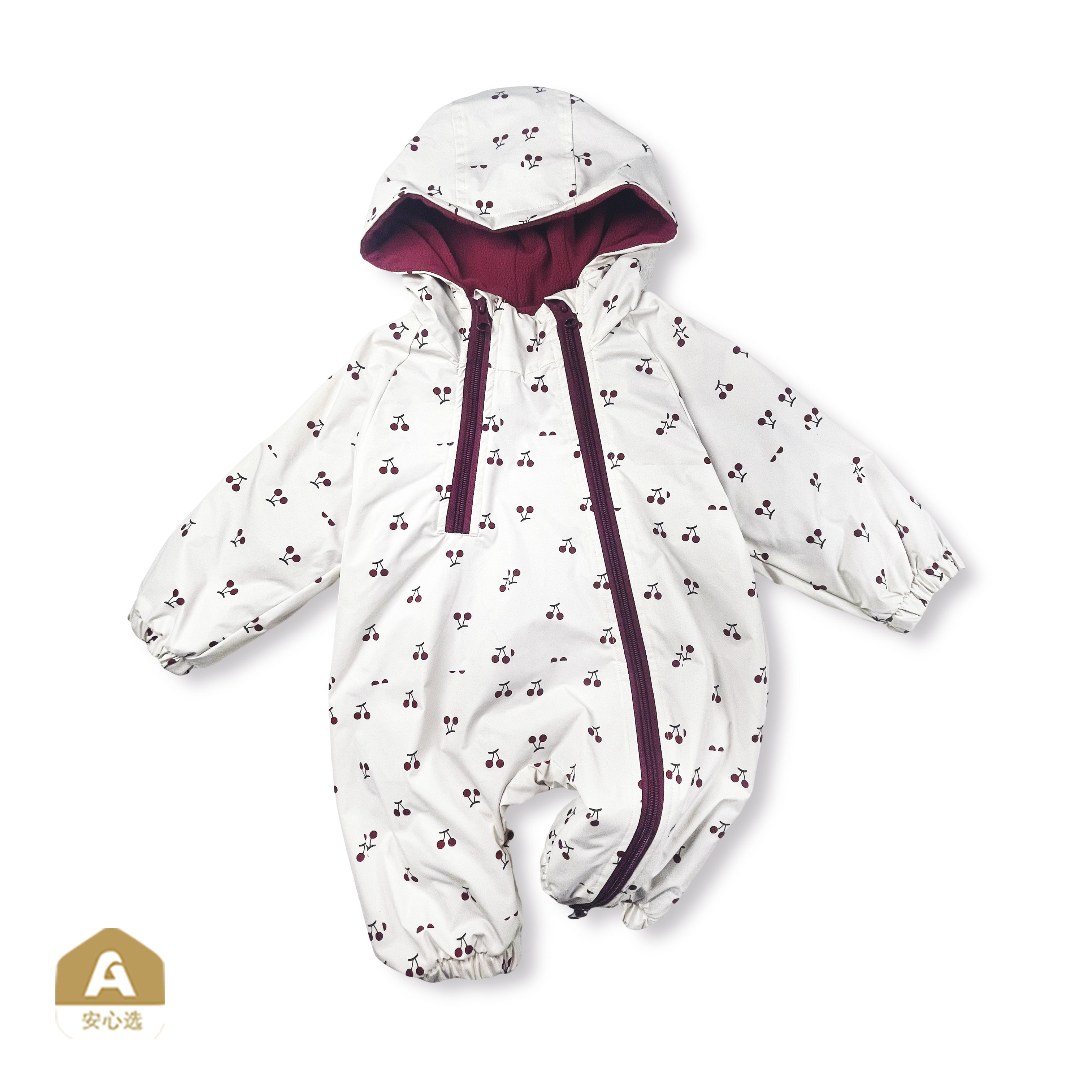 加绒加厚款卡通连体哈衣爬服婴儿冲锋衣秋冬0-3岁韩版休闲男女宝