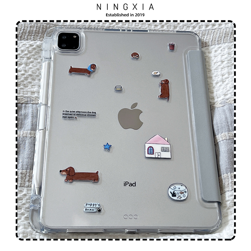 【三折亚克力】ins可爱腊肠狗适用苹果华为三星A6789小米matepad11.5S平板2024ipad壳防弯第10代ir3保护套pro