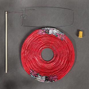 癸卯兔年新年圆形大红色折叠带灯手提竿纸灯花灯元宵节灯谜宫灯笼