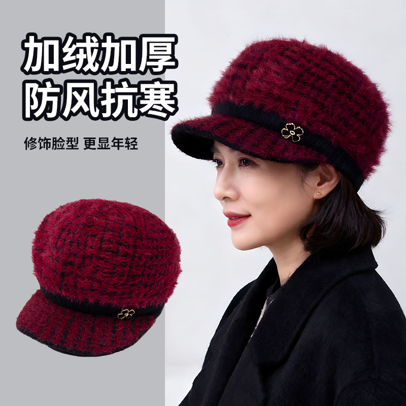 秋冬季女士防寒加厚毛线帽