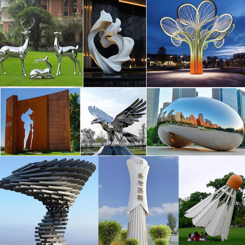 不锈钢镜面雕塑定制大型户外景观