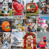 玻璃钢3D打印卡通树脂雕塑定制门头引流泡沫雕塑摆件商场美陈公仔