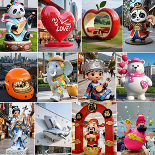 玻璃钢卡通人物雕塑定制门头引流3D打印泡沫雕塑商场美陈落地摆件