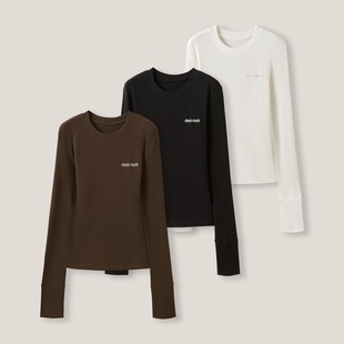 CC家居控 百搭针织圆领长袖 刺绣时尚 SS26348 修身 T恤打底衫