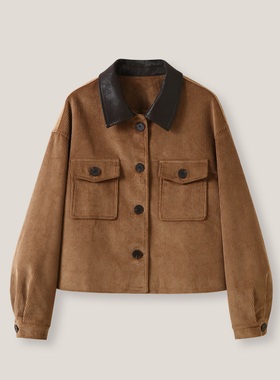 YL 复古撞色棉感短款灯芯绒正肩外套ss26413