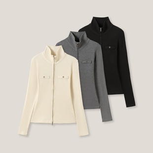 【丽丽姐专属】双头拉链修身针织开衫上衣SS26361