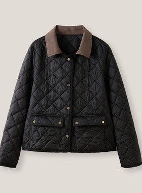 【徐叔专属】撞色翻领菱形格长袖棉衣ss26423