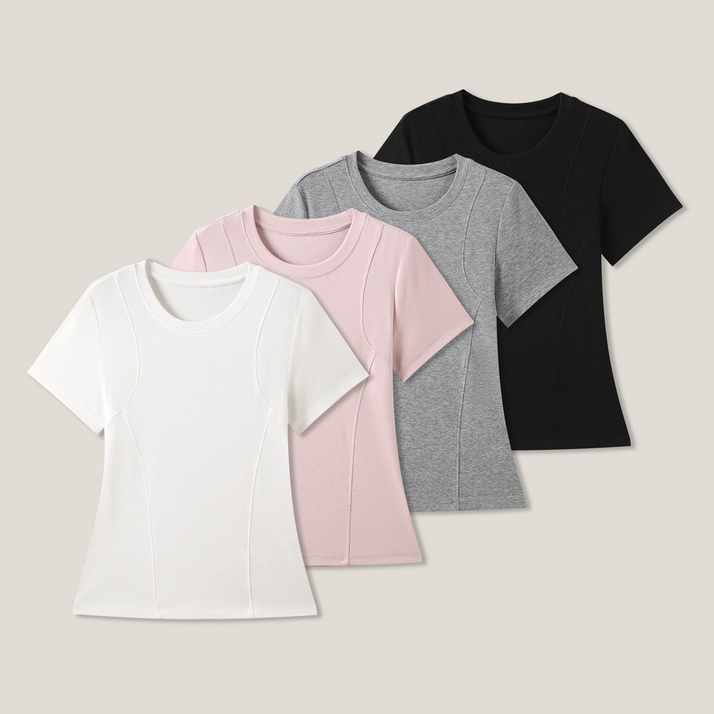 【潘星星专属】纯色明边简约休闲百搭圆领短袖T恤SS28018