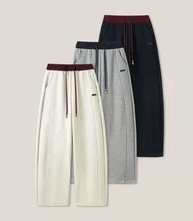 【杰哥粉丝专享】松弛休闲风松紧腰撞色抽绳弯刀垂感裤ss26519