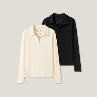 CC家居控 百搭针织V领长袖 刺绣时尚 SS26352 修身 T恤打底衫