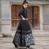 锦鱼池 原创螺钿马面裙套装 明制汉服男新中式 雪莲乐 男装 黑色夏