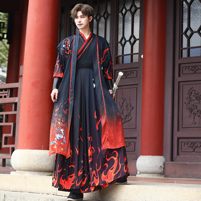 雪莲乐原创火焰夜行汉服套装