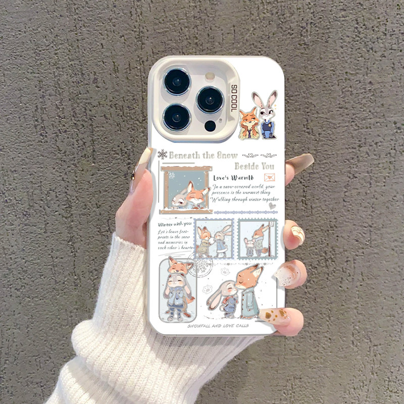 适用疯狂动物城手机壳情侣雪花