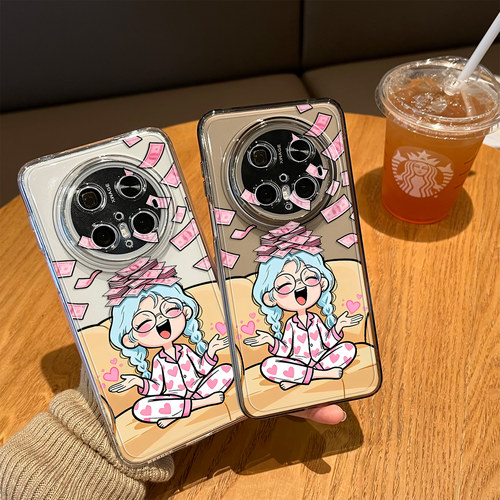 适用发财少女手机壳暴富