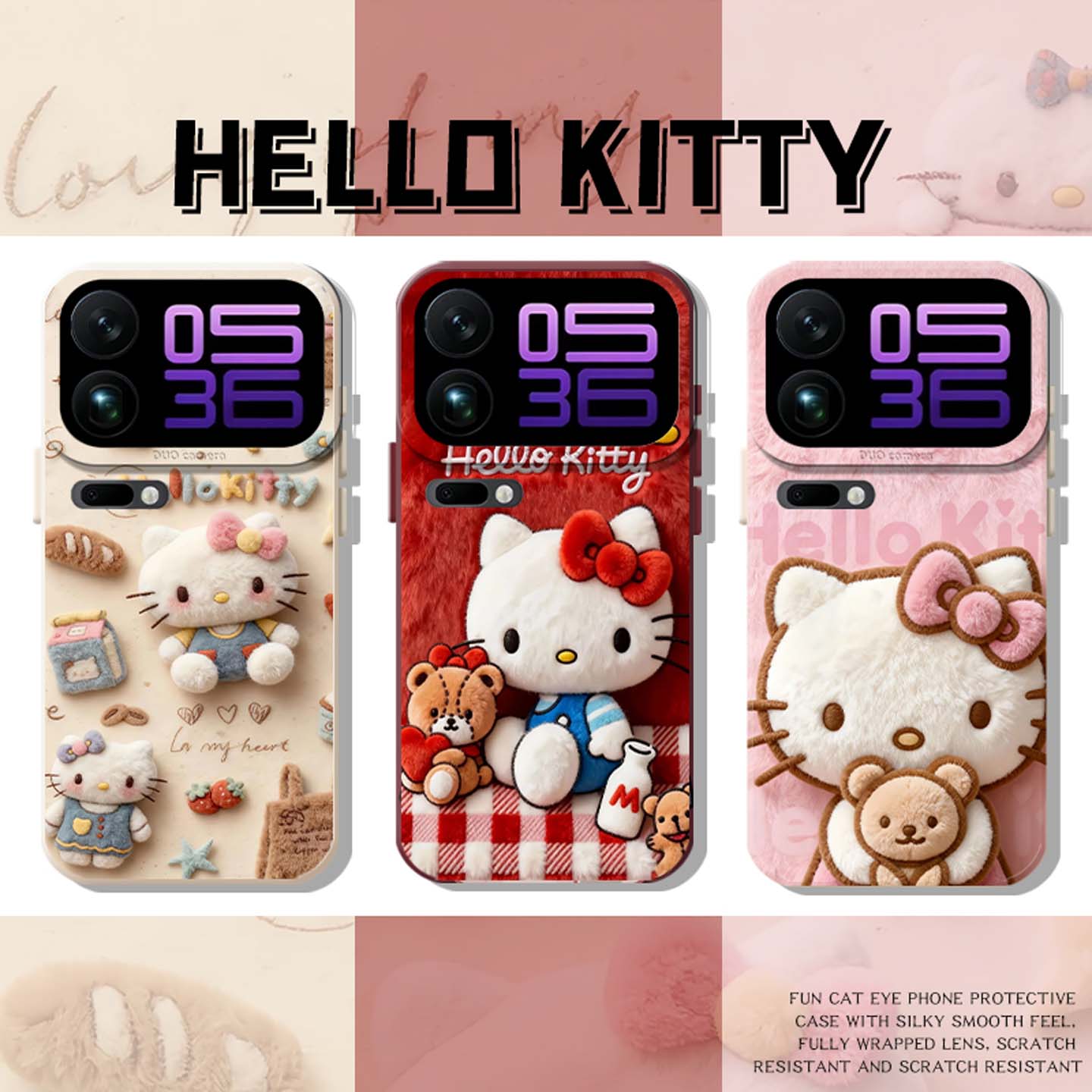 适用毛绒hellokitty手机壳少女