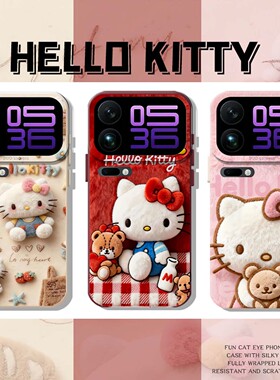 毛绒hellokitty适用小米17promax手机壳15红米k90凯蒂猫turbo4pro少女k80/note13pro/14u/k70/civi5pro/40/60