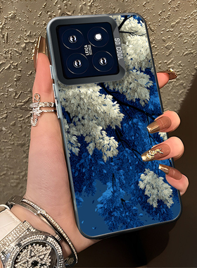 蓝色繁花手机壳适用小米17promax小众15红米k80高级感turbo4pro/note14pro/k70至尊版13/k60/civi5pro/k40/50