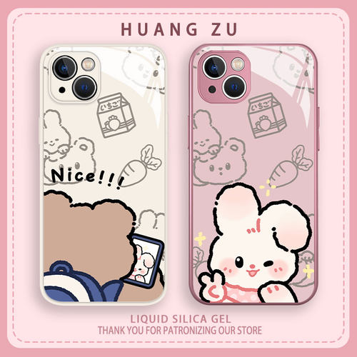 兔子小熊拍照情侣手机壳可爱