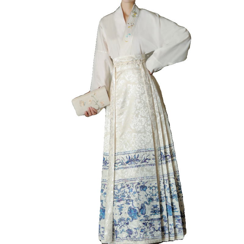 汉尚豪依原创 青花 明制汉服女新中式春秋国风马面裙套装2024新款