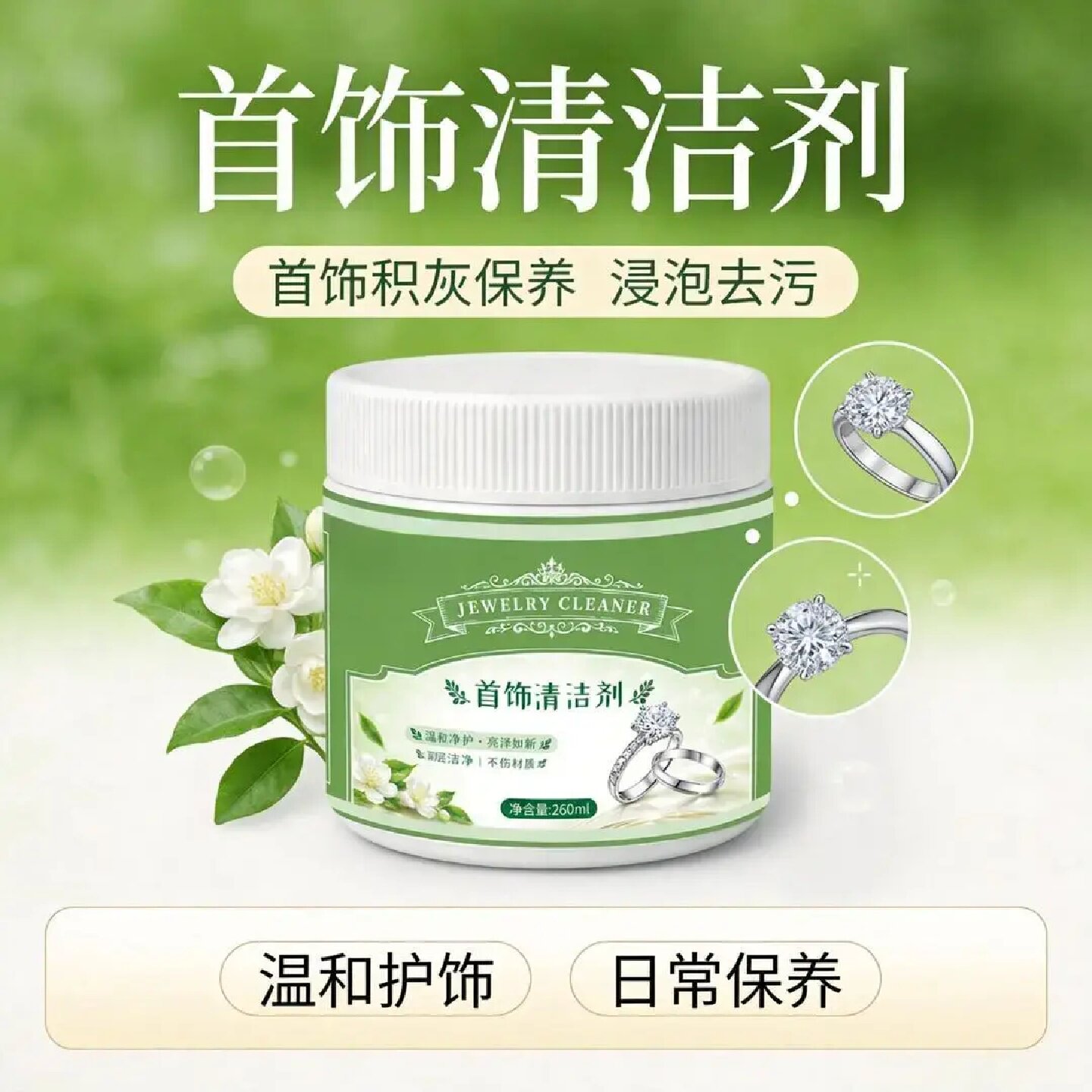 首饰清洁剂专业洗银水纯金银手镯不伤银防氧化去污抛光增亮清洗剂