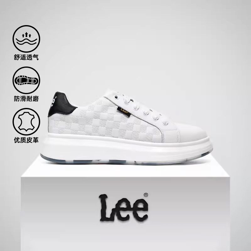 Lee旗舰店网格设计小白鞋板鞋