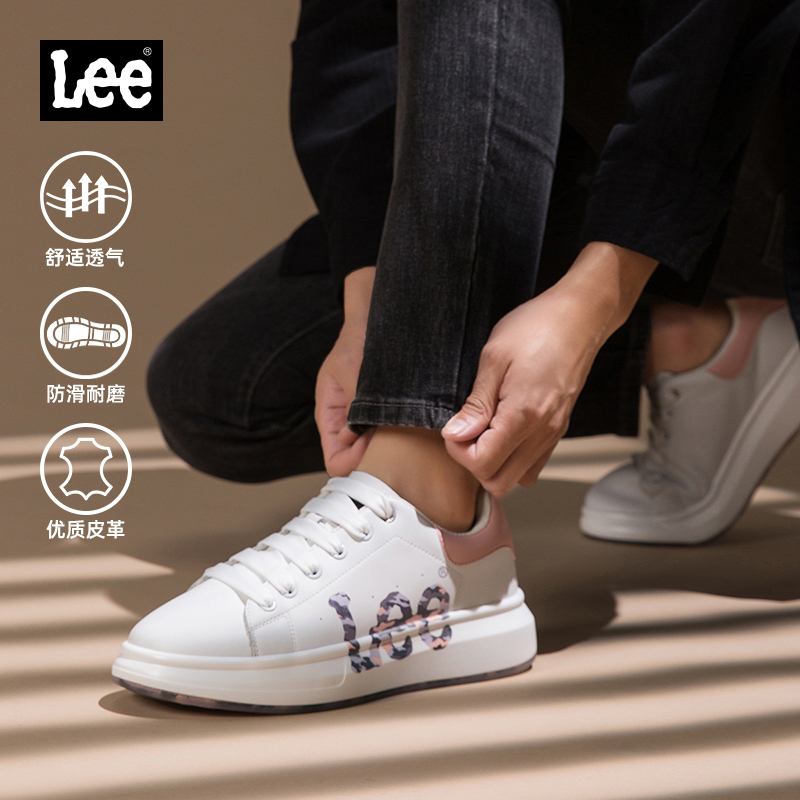 Lee旗舰店小白鞋大logo厚底板鞋