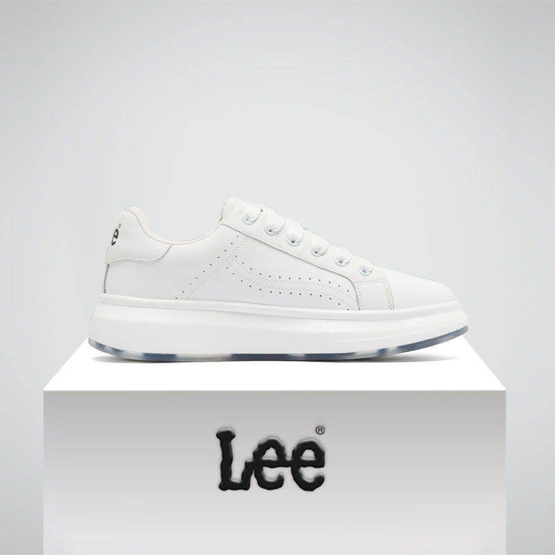 Lee旗舰店厚底板鞋小白鞋真皮