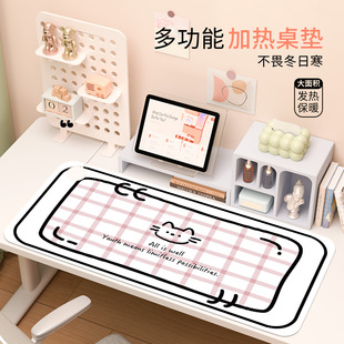 便签猫咪2025加热鼠标垫超大发热暖垫办公桌面键盘电热板暖手桌垫