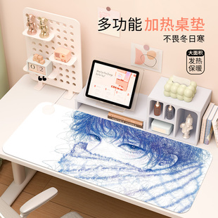 朦胧少女2025加热鼠标垫超大发热暖垫办公桌面键盘电热板暖手桌垫