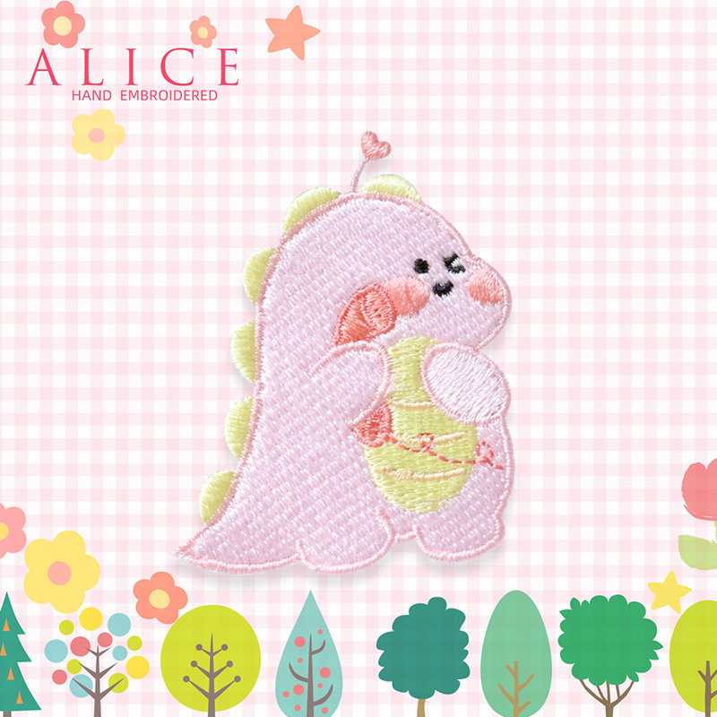 卡通恐龙动物刺绣布贴情侣衣服补丁贴自粘免烫款龙骧包牛仔裤装饰