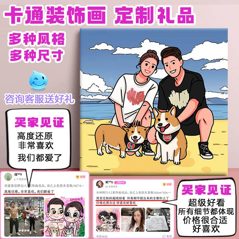 结婚礼物送新人百喜图新婚喜庆相框摆台DIY手绘婚纱照卡通画框