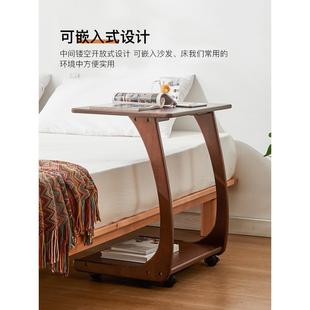 实木沙发边几柜可移动桌子带轮迷你茶几客厅小户型家用方角几茶台