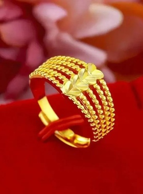 心口相应戒指百搭多线爱心戒指开口车花心形批花女戒时尚个性