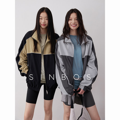 sinbos视线之外 复古外套女运动风撞色休闲2025秋季新款薄款夹克