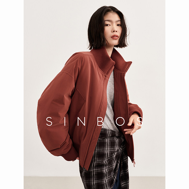 SINBOS加州阳光 索罗娜90鸭绒羽绒服女 冬季新款加厚立领廓形外套图片