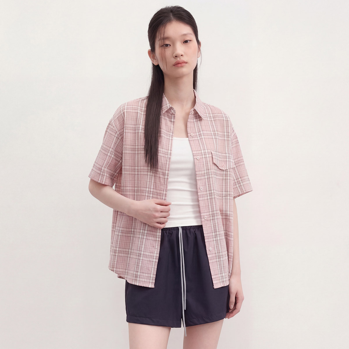 衬衣女春夏款外穿设计感小众简约拼色宽松时尚洋气图片