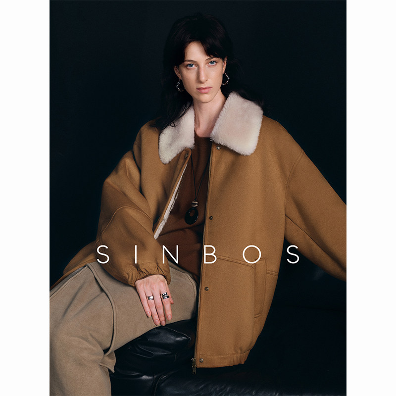 sinbos关山雪 羊剪绒大衣女2024新款翻领复合皮毛一体皮草外套图片